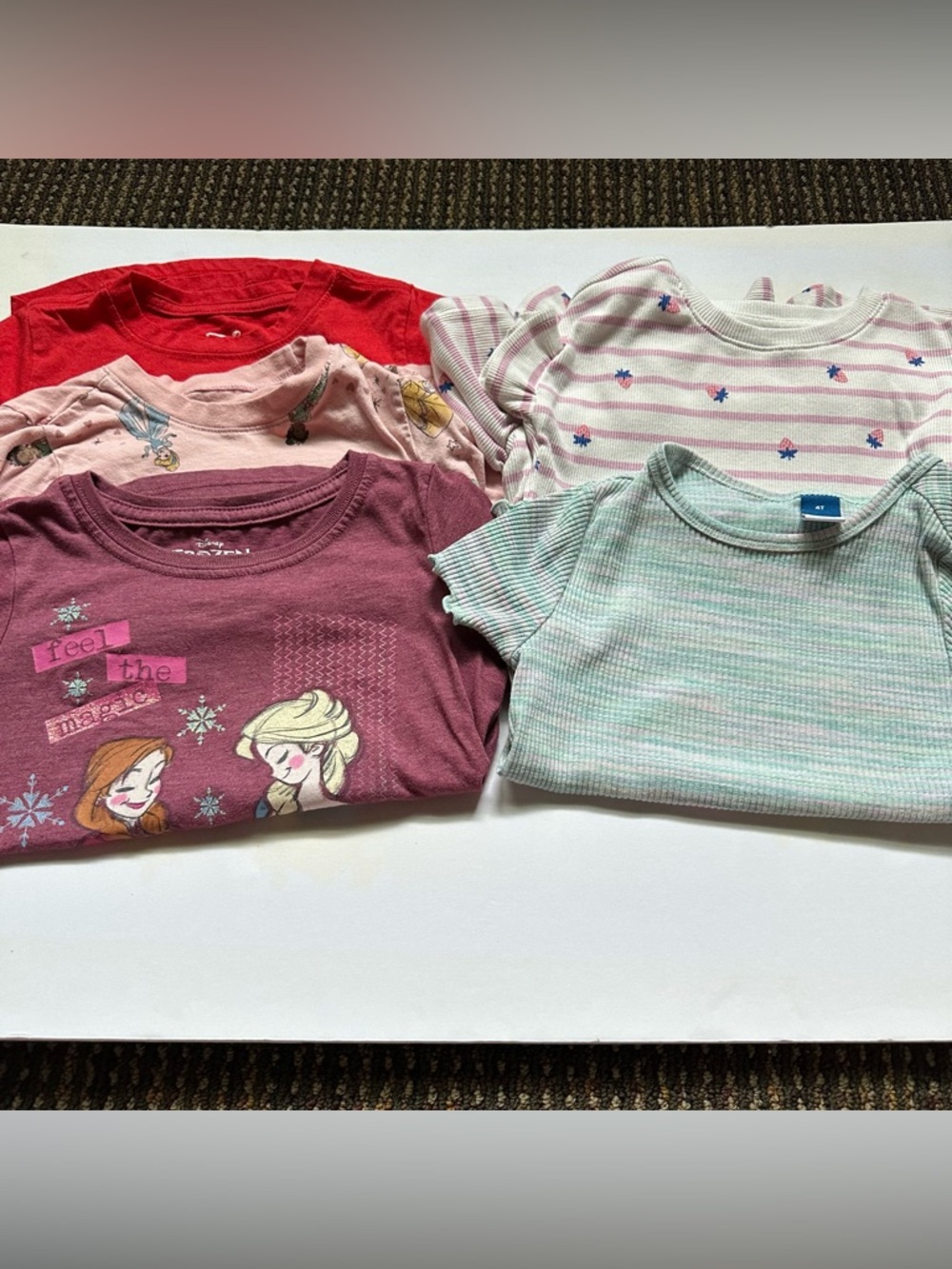 4t girls lot of 5 tshirts disney cat and jack Preowned